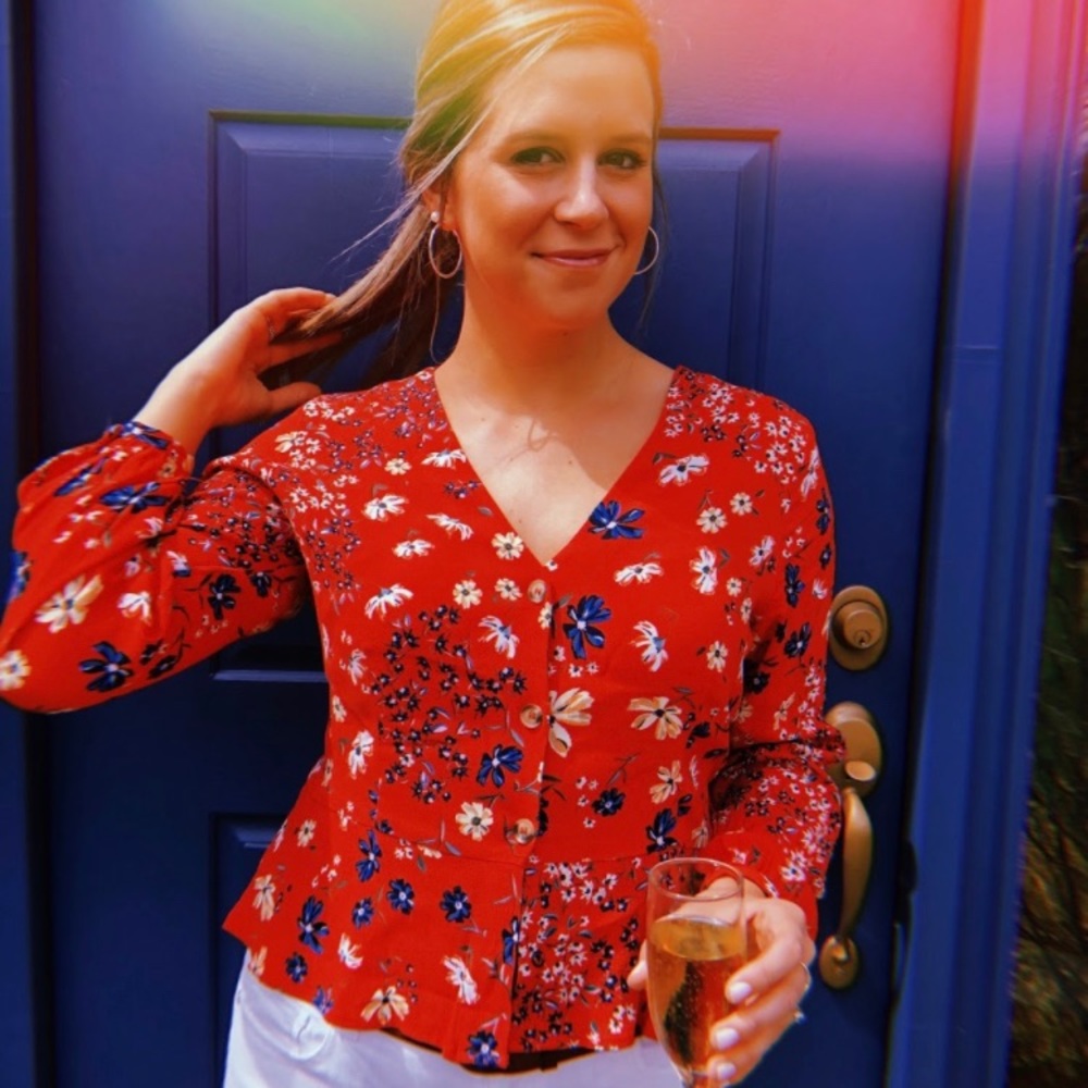 Peplum floral pattern shirt - SIZE M